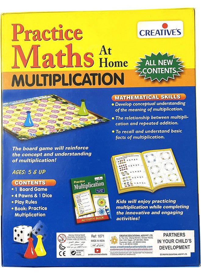 Creative's Practice Maths at Home- Multiplication |Multiplication and Repeated Addition | Maths Board Game with Activity Book to Reinforce The Subject of Multiplication at Home for Ages 5 & UP