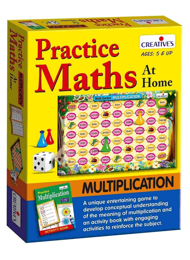 Creative's Practice Maths at Home- Multiplication |Multiplication and Repeated Addition | Maths Board Game with Activity Book to Reinforce The Subject of Multiplication at Home for Ages 5 & UP
