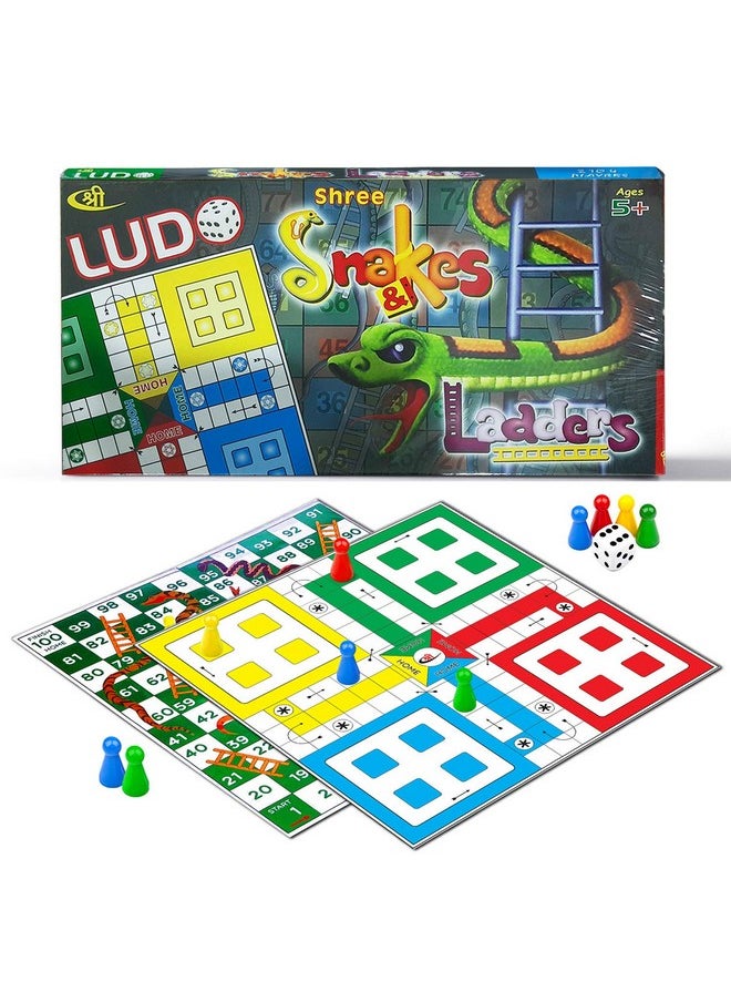 Kids Mandi Ludo and Snake and Ladder Deluxe Board Game | Big Size 13 Inch Play Board for 5 Years and up | Ludo Game | Saap Seedhi Travel Board Game Multicolor