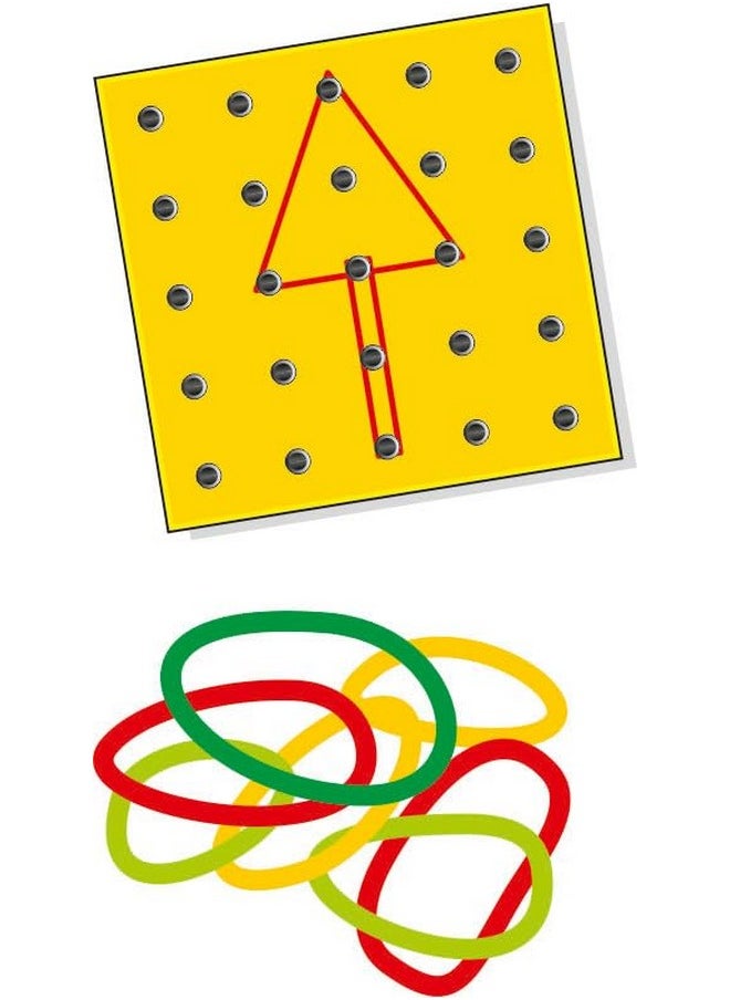 Creative's Let’s Learn Geometry with Geoboard Board Game | Kids Make a Different Shapes | Geometry Board with 20 Rubber Bands & Activity Book for Game 6 & Up Kids