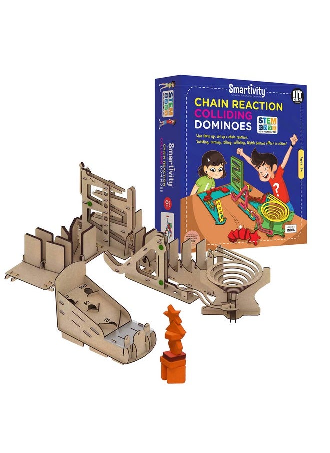 Smartivity Chain Reaction Colliding Dominoes STEM Educational DIY Fun Toys, Educational & Construction based Activity Game for Kids 8 to 14, Gifts for Boys & Girls, Made in India, Multicolour