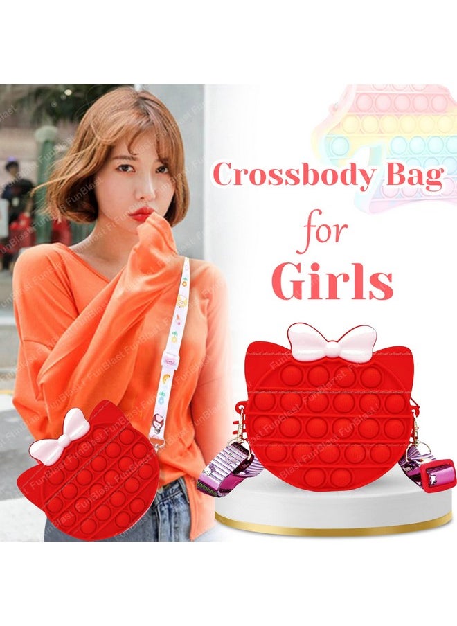 FunBlast Pop It Sling Bag - Pop It Cross Body Bag for Kids, Pop It Purse for Girls, Birthday Gift for Girls, Toys for Girls, Pop It Game, Pouch for Girls, Toys for Girls (Red)