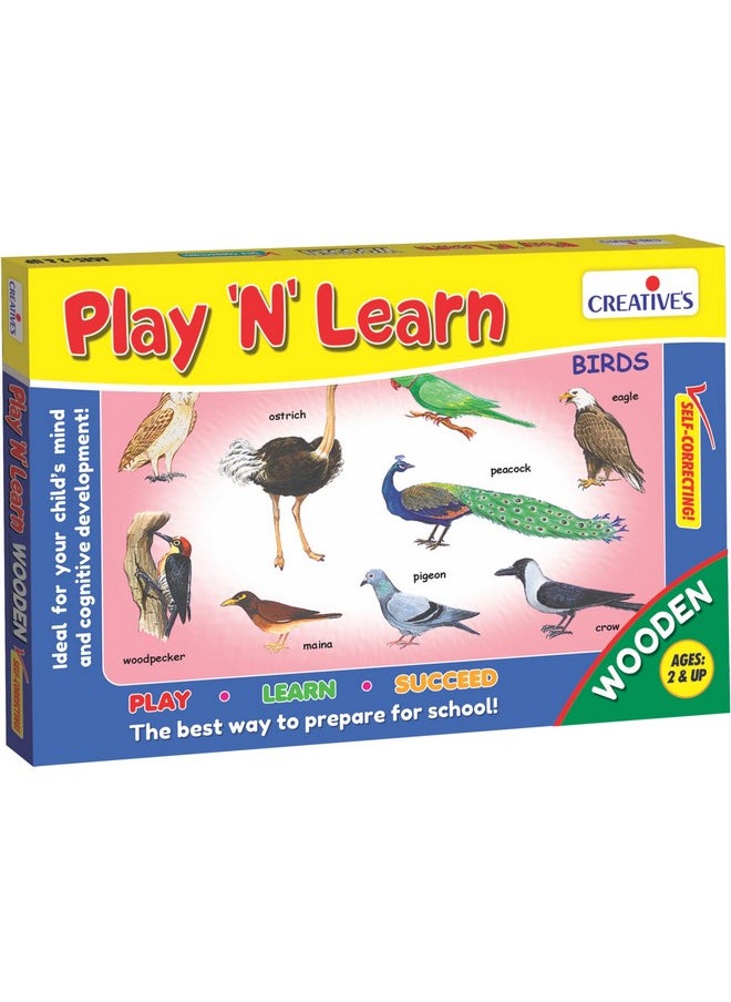 Creative's Play 'N' Learn - Birds | Early Learning Puzzle | Birds Educational Wooden Puzzle Game | Wood Puzzle | Wooden Toy for Kids 2 & Up