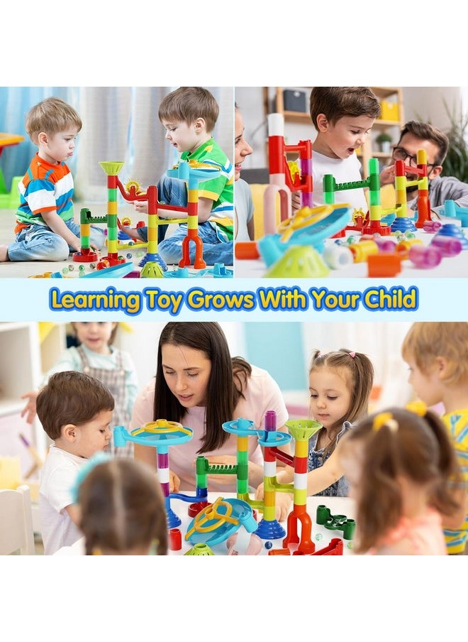 Marble Run Toy, 110pcs Marble Maze Kit STEM Educational Learning Toy for Kids, Mable Race Construction Railway Building Blocks with 60 Marbles Birthday Gift for Boys Girls 3 4 5 6 7 8 + Years Old