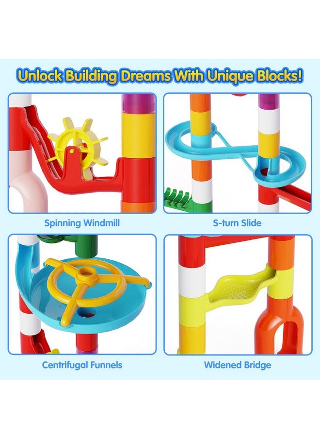 Marble Run Toy, 110pcs Marble Maze Kit STEM Educational Learning Toy for Kids, Mable Race Construction Railway Building Blocks with 60 Marbles Birthday Gift for Boys Girls 3 4 5 6 7 8 + Years Old