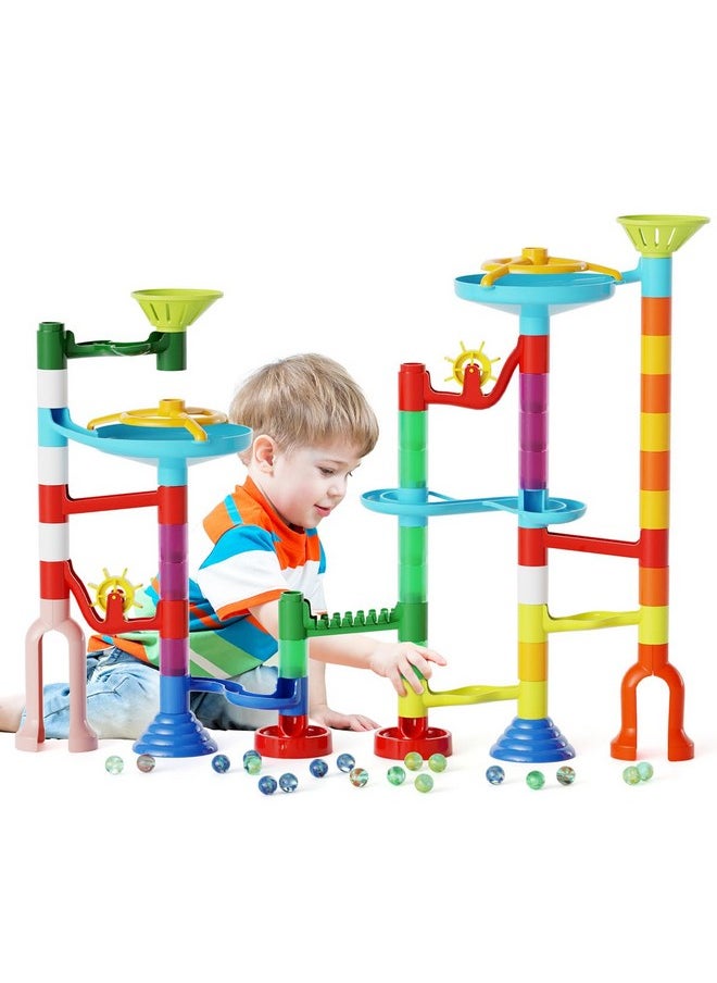 Marble Run Toy, 110pcs Marble Maze Kit STEM Educational Learning Toy for Kids, Mable Race Construction Railway Building Blocks with 60 Marbles Birthday Gift for Boys Girls 3 4 5 6 7 8 + Years Old
