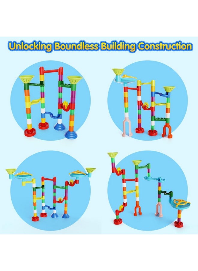 Marble Run Toy, 110pcs Marble Maze Kit STEM Educational Learning Toy for Kids, Mable Race Construction Railway Building Blocks with 60 Marbles Birthday Gift for Boys Girls 3 4 5 6 7 8 + Years Old