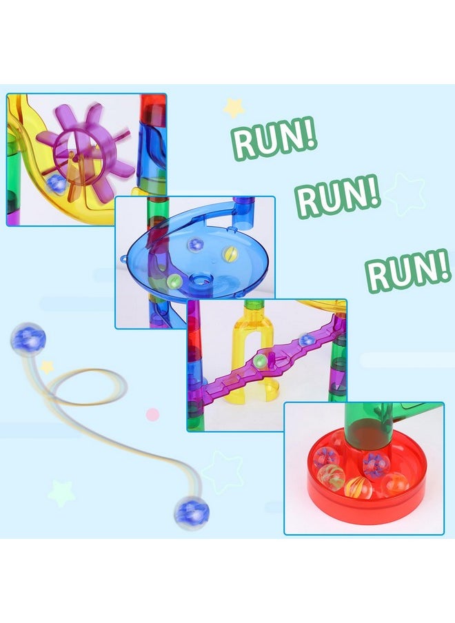 Gifts2U Marble Run Sets Kids, 122 PCS Marble Race Track Game 90 Translucent Marbulous Pieces + 32 Glass Marbles, STEM Marble Maze Building Blocks Kids 4+ Year Old