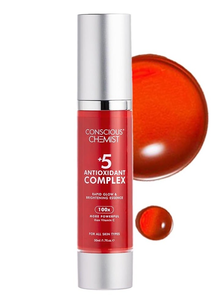 Rapid Glow & Brightening Essence | Face Serum with 5 Antioxidant Complex (100X Stronger Than Vitamin C), Vitamin E & Retinol | For Radiant, Even-Toned Skin, For Men & Women, All Skin Types – 50ml