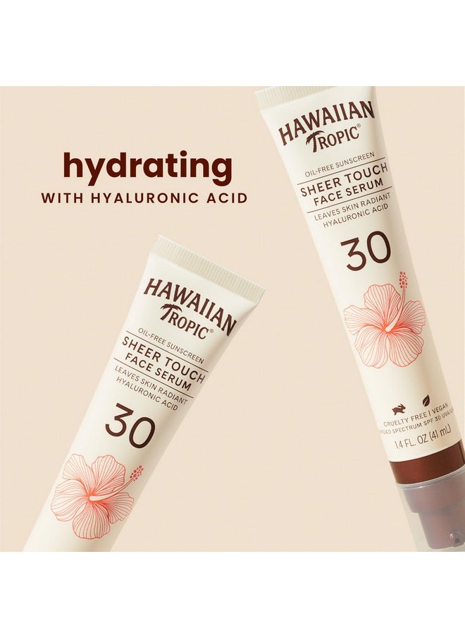 Hawaiian Tropic Sheer Touch Face Serum SPF 30, 1.4oz | Hyaluronic Acid Hydrating Serum For Women and Men | Travel Sunscreen