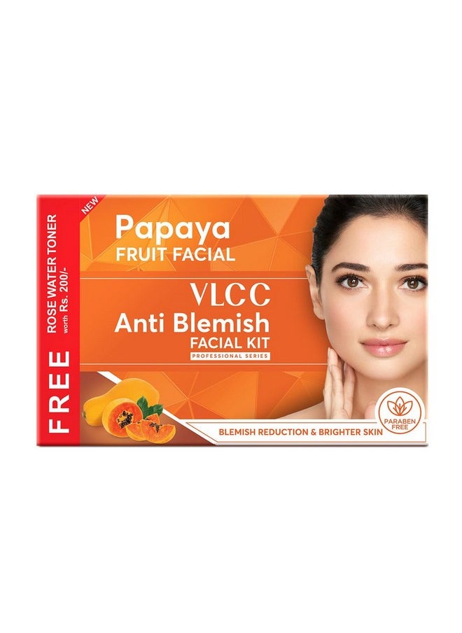 VLCC Papaya Fruit Facial Kit - Multi Use | Salon Like Facial in Just 6-Steps | Includes Cleanser, Scrub, Cream, Face Pack, Moisturizing Gels & a Rose Water Toner | 14.11 Oz (300g+100ml)