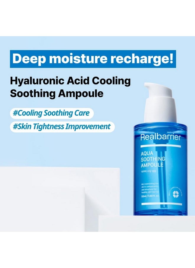 Real Barrier Aqua Soothing Ampoule 1.69 Fl Oz, Cooling Soothing Moisturizing Facial Serum for Sensitive Dry Skin, Hyaluronic acid Ceramide Hydrating Face Moisturizer for Dewy Skin, Korean Skin Care