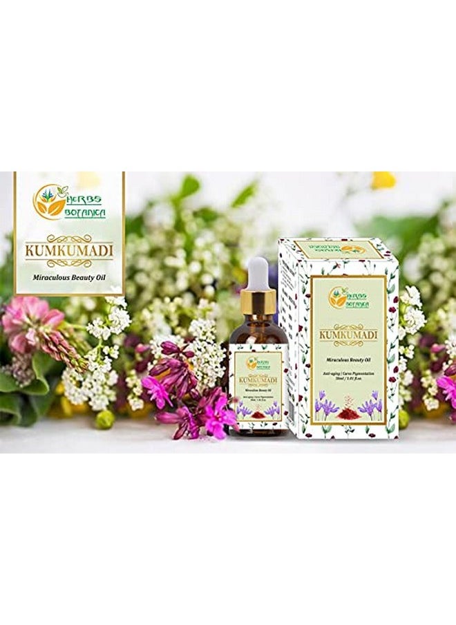 Herbs Botanica Kumkumadi Oil Pure Ayurveda Face Oil with Saffron, Serum Face Moisturizer 26 Herbs 30 Ml
