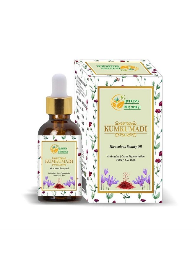 Herbs Botanica Kumkumadi Oil Pure Ayurveda Face Oil with Saffron, Serum Face Moisturizer 26 Herbs 30 Ml