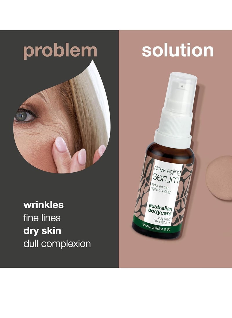 Slow aging Serum Reduces wrinkles and hydrates mature skin 50+ with Provitamin B5 caffeine and hyaluronic acid