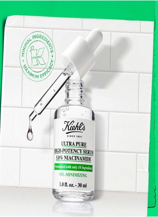 Kiehl’s Ultra Pure High-Potency 5.0% Niacinamide Serum – Oil-Reducing & Pore-Minimizing Facial Serum for All Skin Types – 30ml
