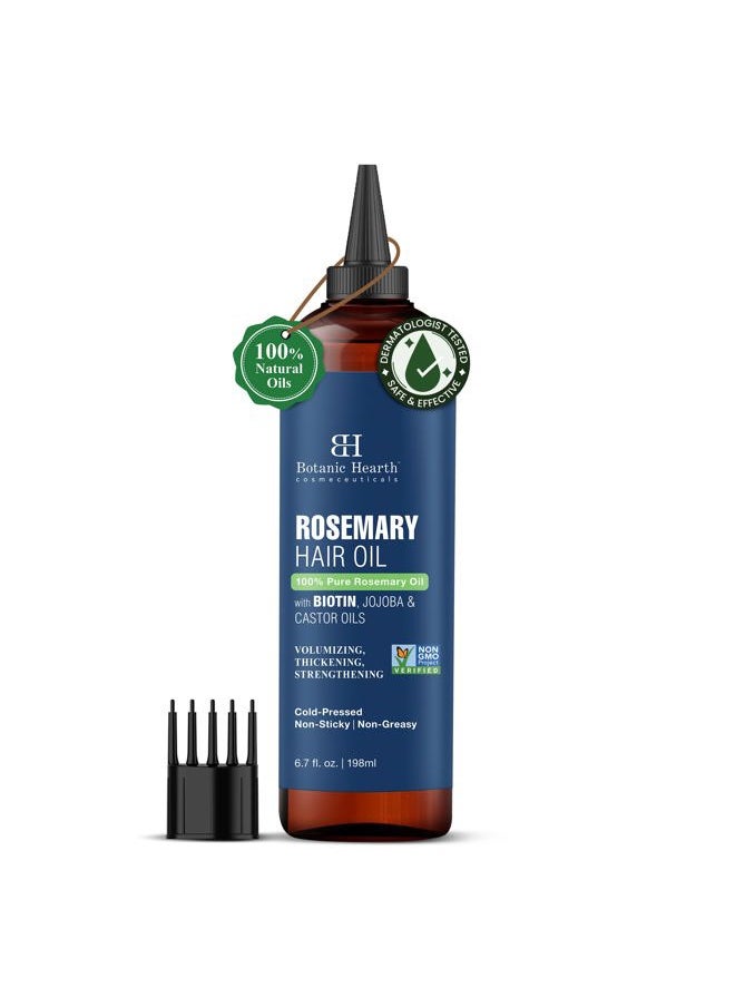 100% Pure Rosemary Oil For Hair Growth (6.7 fl oz) Infused With Biotin, Jojoba & castor Oil | Hair strengthening Treatment | Nourishing & Volumizing | Non GMO Verified