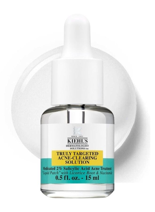 Kiehl’s Truly Targeted Acne-Clearing Solution with 2% Salicylic Acid, 4% Niacinamide & Licorice Root Extract – Spot Treatment for Pimples, Redness & Post-Blemish Marks – 15ml