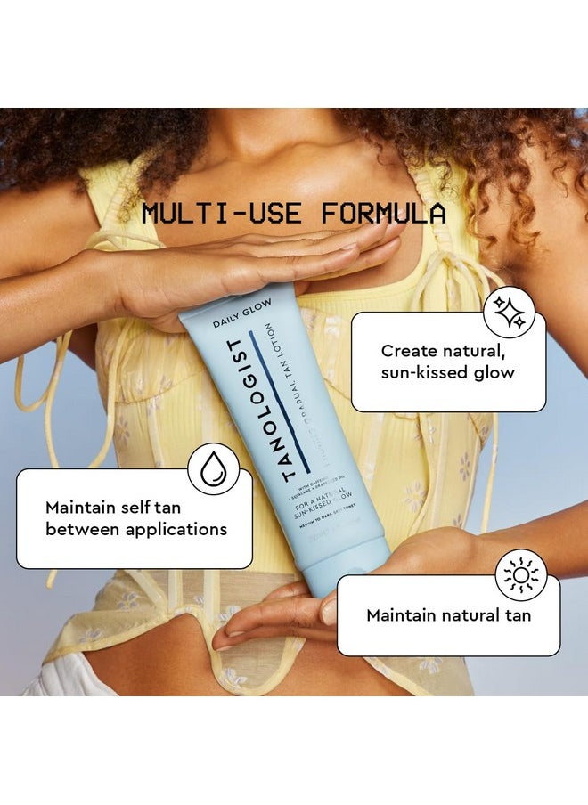 Tanologist Firming Daily Glow - Medium/Dark - Toning & Firming Gradual Tan Lotion - Natural, Sun Kissed Glow - Daily Tanning Lotion with Caffeine, Squalane & Grapeseed Oil - 8.45 fl oz
