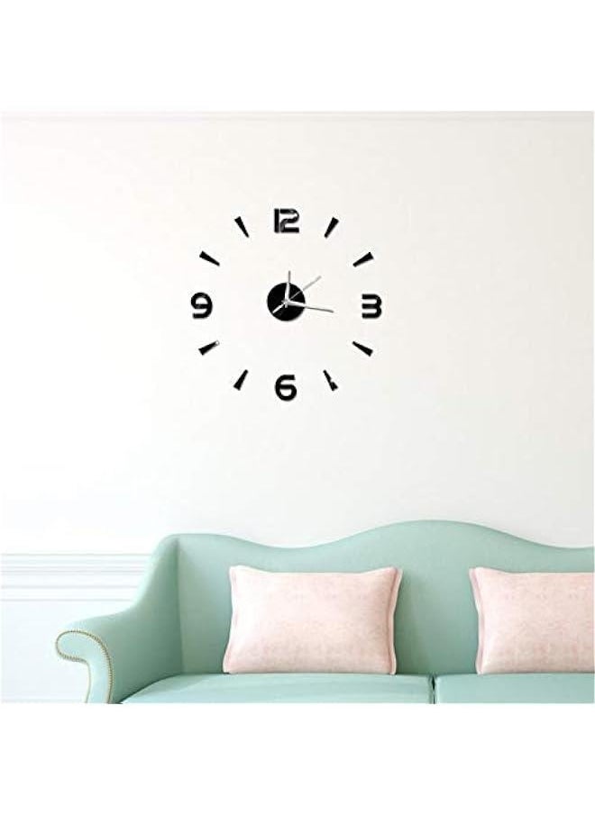 Large 3D DIY Wall Clock,Modern Frameless DIY Wall Clock, Wall Clock Decor Sticker DIY Clock kit for Home Living Room Bedroom Office Wall Decorations,Frameless DIY Wall Clock