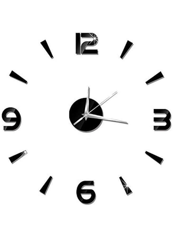 Large 3D DIY Wall Clock,Modern Frameless DIY Wall Clock, Wall Clock Decor Sticker DIY Clock kit for Home Living Room Bedroom Office Wall Decorations,Frameless DIY Wall Clock