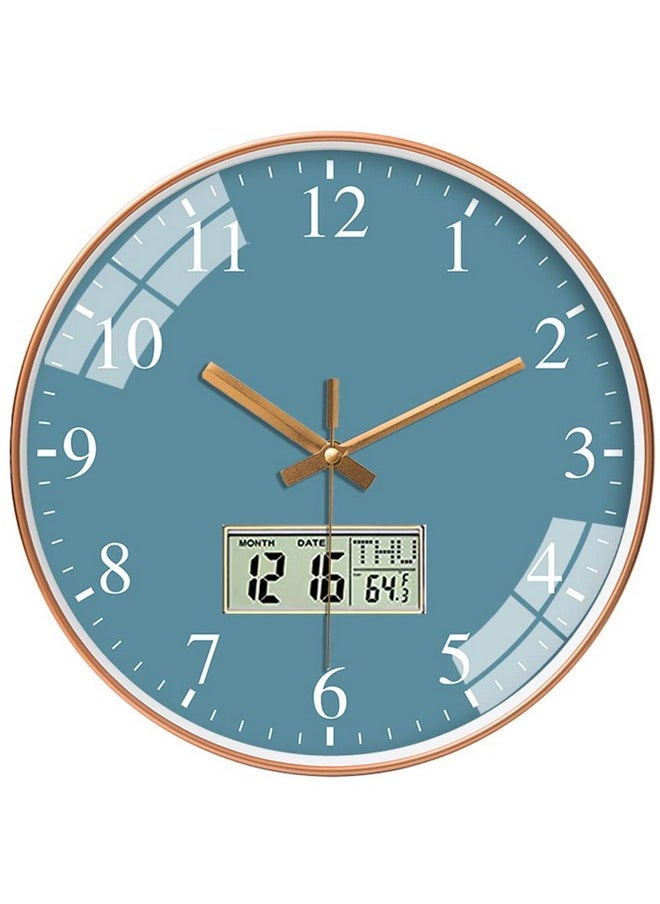 STAR WORK Quartz 12 Inches Premium Wall Clock for Home Stylish Latest Modern Design | Non Ticking Silent Wall Clock - Zero Sound & Disturbance Analog Clock (Blue Digital)