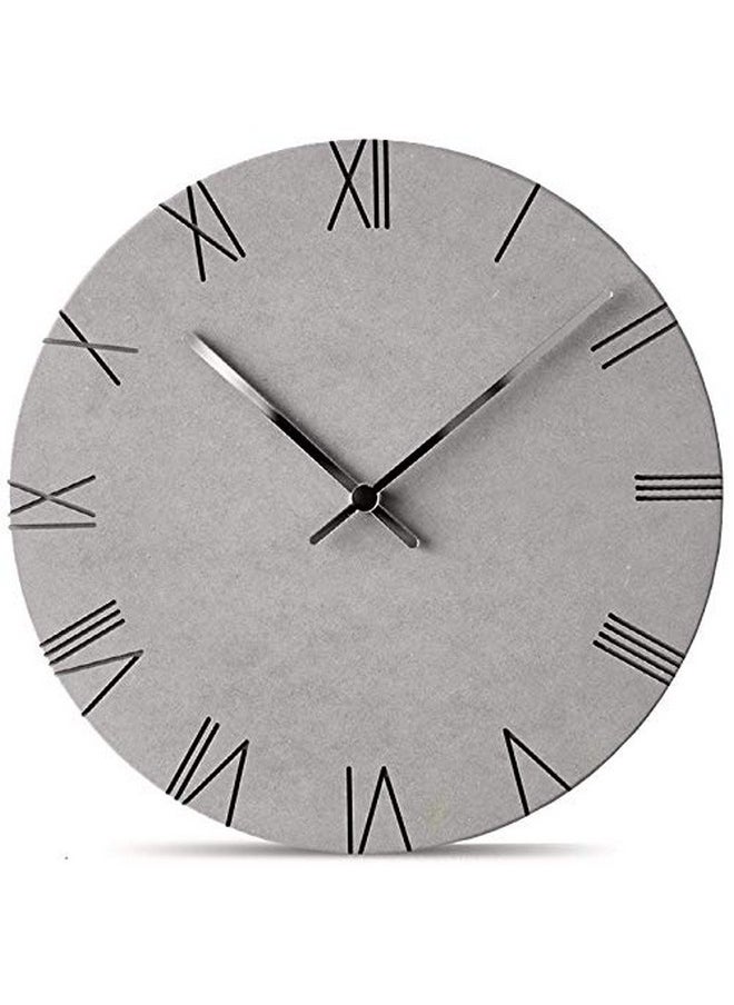 Stephanie Imports Modern Minimalist Concrete Hiding Gray Silent Wall Clock (Roman Numerals)