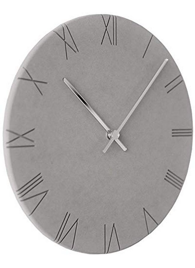 Stephanie Imports Modern Minimalist Concrete Hiding Gray Silent Wall Clock (Roman Numerals)