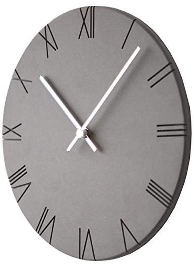 Stephanie Imports Modern Minimalist Concrete Hiding Gray Silent Wall Clock (Roman Numerals)