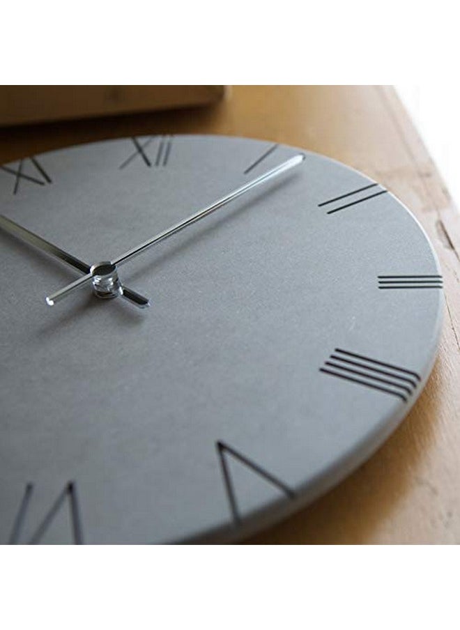 Stephanie Imports Modern Minimalist Concrete Hiding Gray Silent Wall Clock (Roman Numerals)