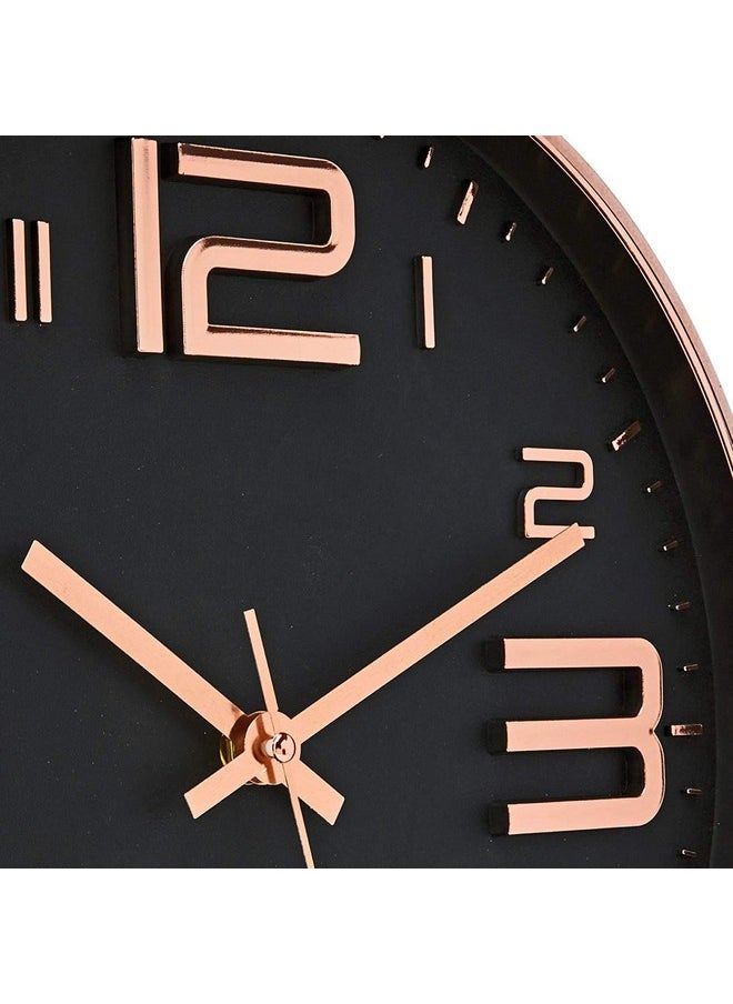 STAR WORK Quartz 12 Inches Premium Wall Clock for Home Stylish Latest Modern Design | Non Ticking Silent Wall Clock - Zero Sound & Disturbance Analog Clock (Black Gold | Round)