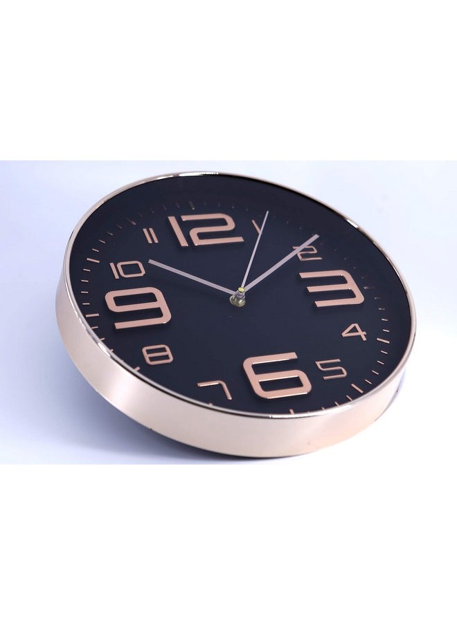 STAR WORK Quartz 12 Inches Premium Wall Clock for Home Stylish Latest Modern Design | Non Ticking Silent Wall Clock - Zero Sound & Disturbance Analog Clock (Black Gold | Round)