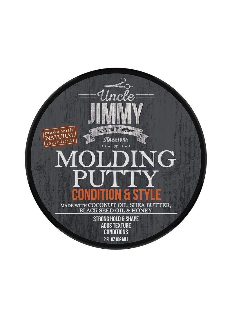 Uncle Jimmy Products Molding Putty Flexible Hold, No Shine, Sculpting & Styling Putty, Long Lasting Definition & Texture, No Flakes, All Hair Types 2 Fl Oz