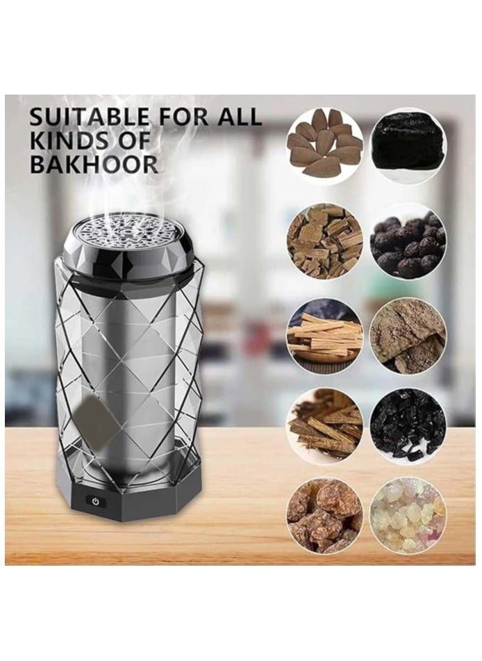 Elegant USB Rechargeable Incense Burner – Portable Oud and Bakhoor Burner for Home, Office, and Car (Grey)
