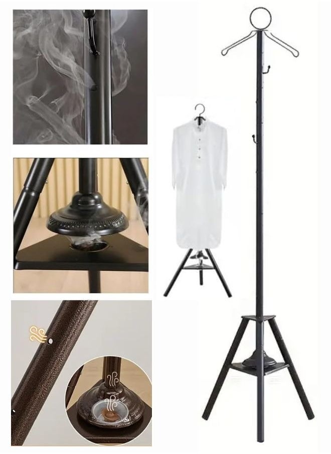 Clothes Incense Burner Stand long bakhoor burner stand hanger with cloth hooks and holes for steaming clothes, Foldable Metal Frame Hanging Organizer for Coats, Garments and other