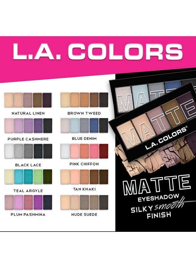 L.A. COLORS 5 Color Matte Eyeshadow Palette, Purple Cashmere CEM473