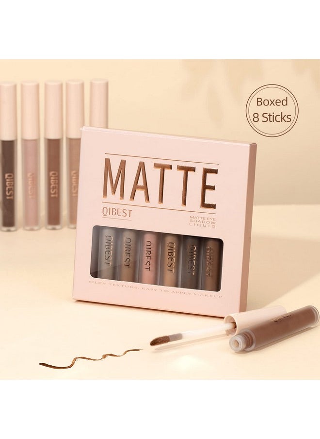 BestLand 8 Colors Liquid Matte Eyeshadow Set Nude Black Smokey Eyeshadow Cream Eyeshadow Primer Waterproof Quick Drying Eye Brightener Highlighter Blusher Eye Shadow Makeup