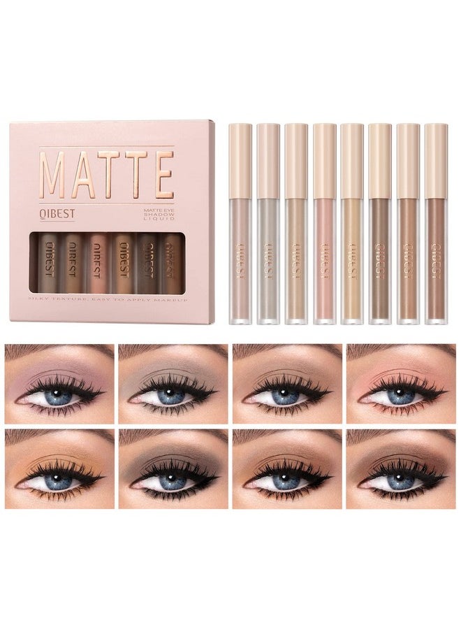 BestLand 8 Colors Liquid Matte Eyeshadow Set Nude Black Smokey Eyeshadow Cream Eyeshadow Primer Waterproof Quick Drying Eye Brightener Highlighter Blusher Eye Shadow Makeup