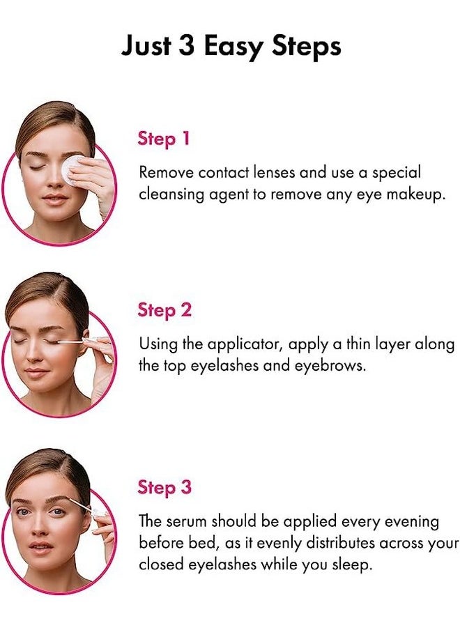 TOPLASH Eyelash Growth Serum - Innovative Formula for Longer, Thicker, Fuller Brows & Lashes - Natural, Cruelty-Free & Hypoallergenic - 0.10 fl.oz.