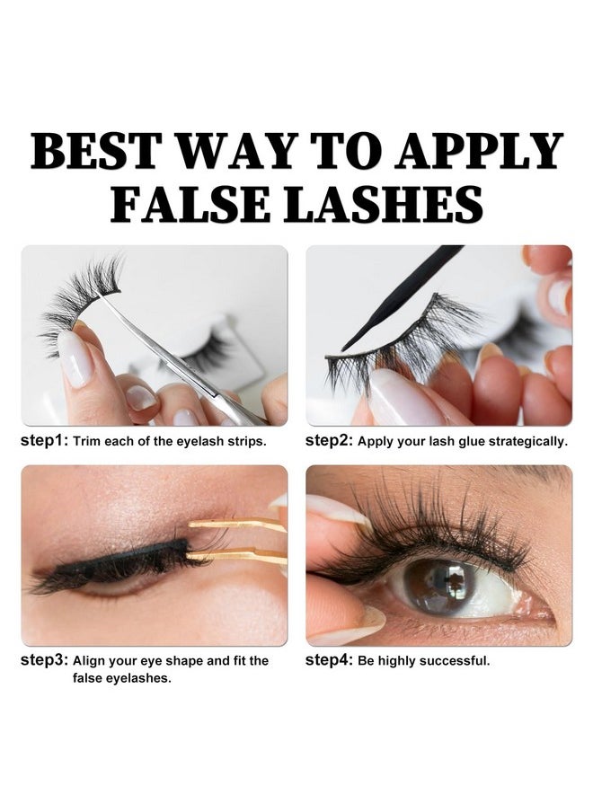 LuckForever 8D False Eyelashes Faux Mink Lashes Full Wispy Fake Eyelash Extension Natural Look Lash Fluffy False Eye Lashes Long Thick Volume Curly Eyelashes Reusable Eye Lash 5 Pairs Pack