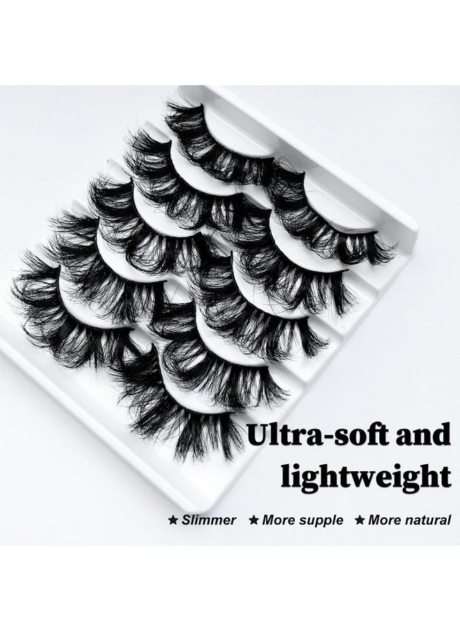 LuckForever 8D False Eyelashes Faux Mink Lashes Full Wispy Fake Eyelash Extension Natural Look Lash Fluffy False Eye Lashes Long Thick Volume Curly Eyelashes Reusable Eye Lash 5 Pairs Pack