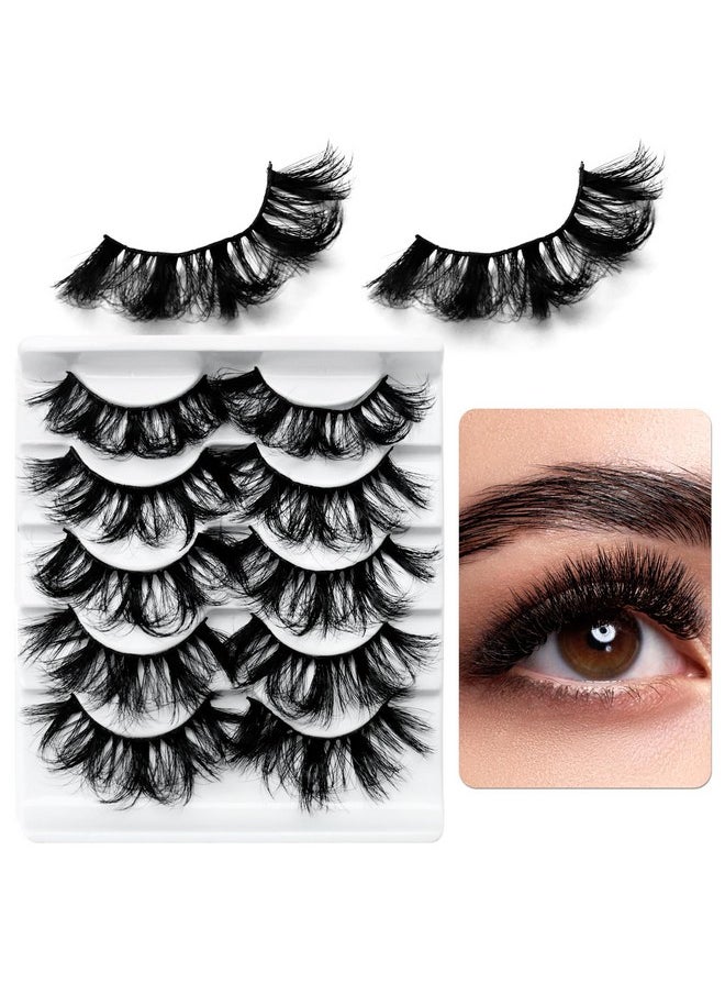 LuckForever 8D False Eyelashes Faux Mink Lashes Full Wispy Fake Eyelash Extension Natural Look Lash Fluffy False Eye Lashes Long Thick Volume Curly Eyelashes Reusable Eye Lash 5 Pairs Pack