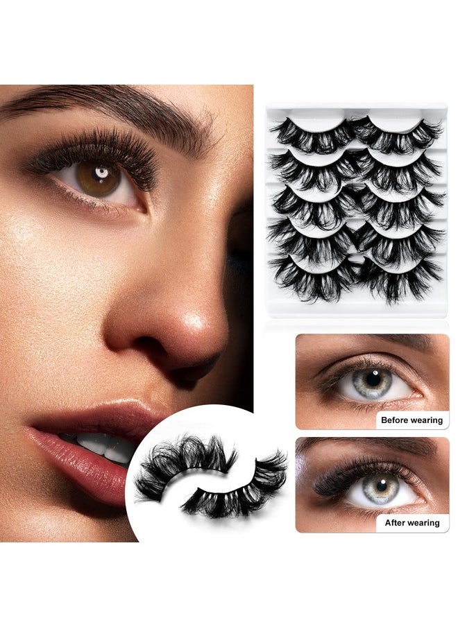 LuckForever 8D False Eyelashes Faux Mink Lashes Full Wispy Fake Eyelash Extension Natural Look Lash Fluffy False Eye Lashes Long Thick Volume Curly Eyelashes Reusable Eye Lash 5 Pairs Pack
