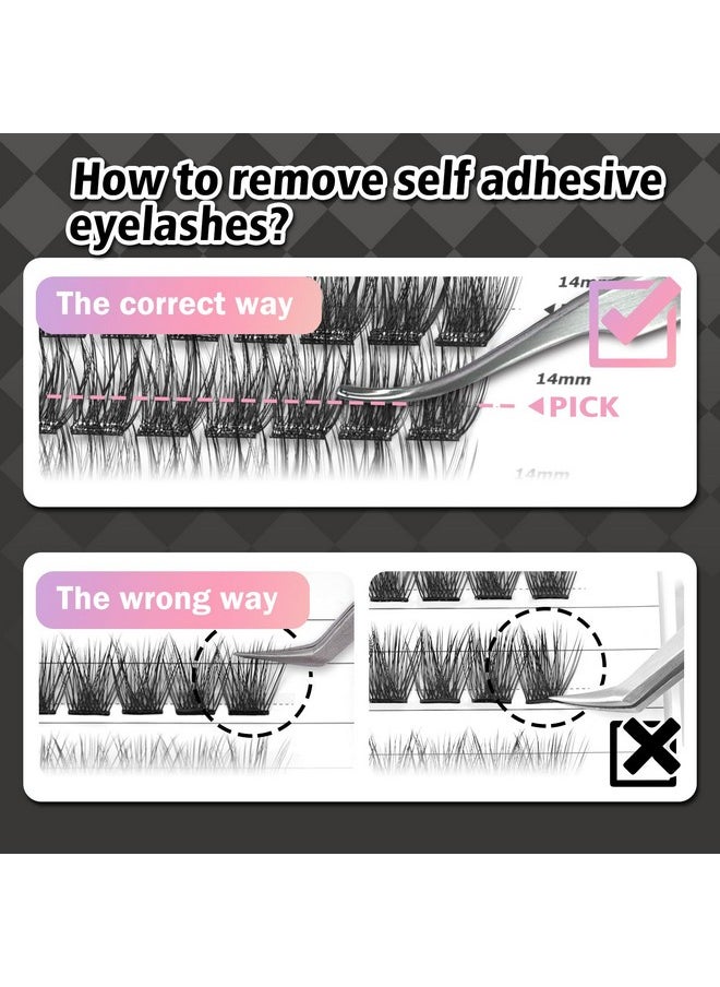 WONSIS Self Adhesive Eyelashes, 156 Pcs Self Adhesive Eyelash Clusters, No Glue Needed, Invisible 2-Strip Tape - Longer Lasting, No Sticky Residue Pre Glued Eyelashes (Volume-Mixed)
