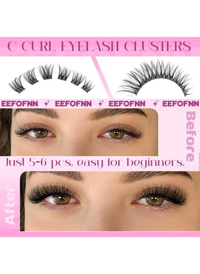 Wispy Lash Clusters Natural Eyelash Clusters C Curl Cluster Eyelash Extensions 11-16 mm Cluster Lashes Left Right Eyelash Extension Cat Eye Lashes Clusters DIY Individual Lashes by Eefofnn