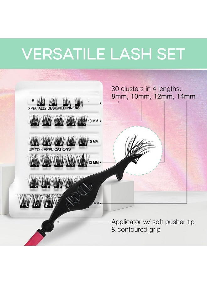 Ardell Press On Pre-Glued Eyelash Extension with Applicator - Fauxmink Volume, Customizable DIY Lash Clusters, Beginner Friendly Individual Lashes, 30 Count