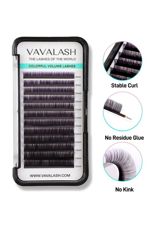 VAVALASH Ombre Colored Lash Extension 0.07 Thickness DD Curl Black Gradient Violet Individual Premium Eyelash Extensions Volume Lash Extension (Black Gradient Violet 0.07 DD, 13-20mm)