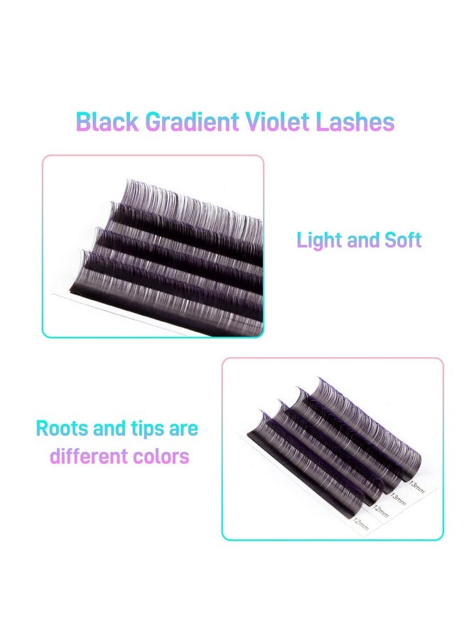 VAVALASH Ombre Colored Lash Extension 0.07 Thickness DD Curl Black Gradient Violet Individual Premium Eyelash Extensions Volume Lash Extension (Black Gradient Violet 0.07 DD, 13-20mm)