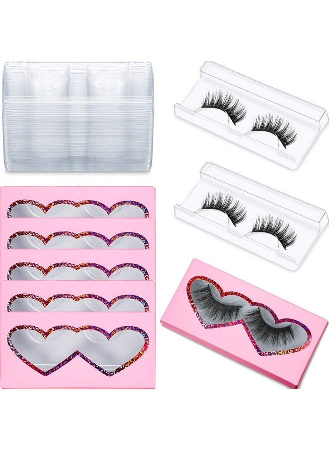 Maitys 60 Pieces Empty Eyelashes Packaging Box and Tray 30 Pieces Empty Eyelash Boxes Pink Lash Packaging Case with 30 Pieces Empty Eyelash Tray False Eyelashes Storage Container