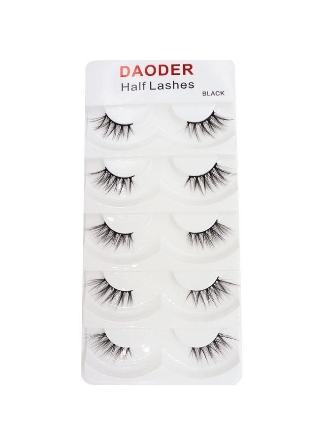 DAODER False Eyelashes Half Lashes Wispy Cat Eye Faux 3D Mink Lashes Natural Look Soft Handmade Wispies 7-15mm Eye Lashes For Eye Makeup 5 Pairs (Half Lashes 04)
